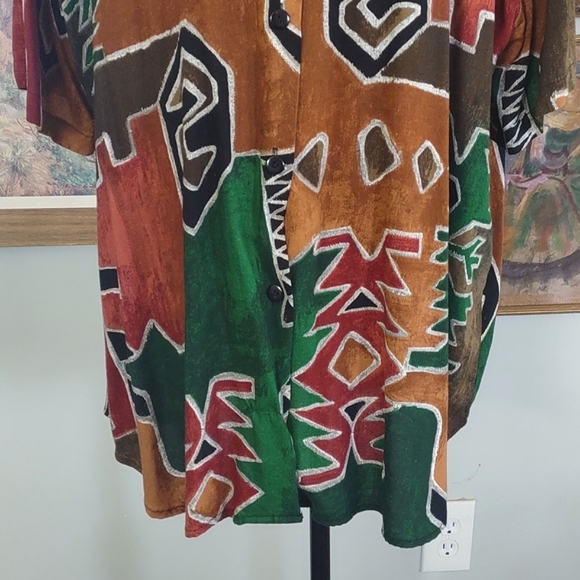 Caliché Brown Green Tribal Abstract - Picture 3 of 13